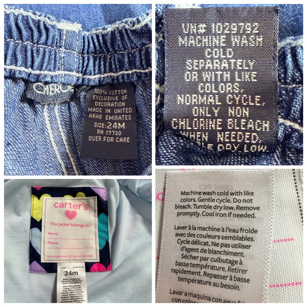 Carters Toddler Rain Jacket & Cherokee Denim Jeans Girls Size 24M Outfit Set - Picture 3 of 10